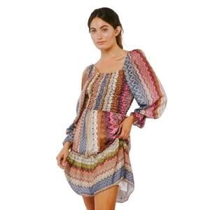 Rainbow Peasant Peplum Sleeve S Dress Fairycore Barbiecore Festival Cottagecoe